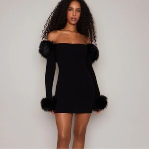 GUIZIO Faux Fur Mini Dress